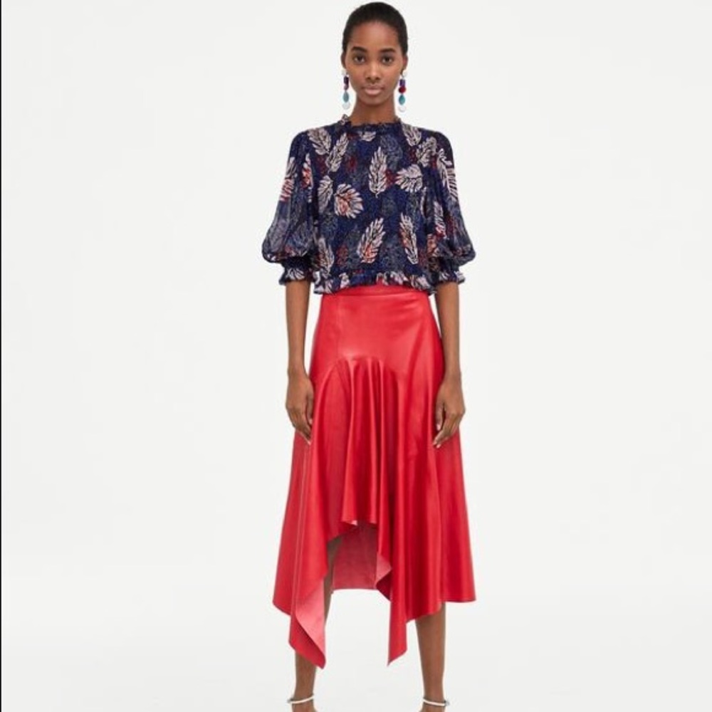 Zara Woman Smocked Blue Elastic Top